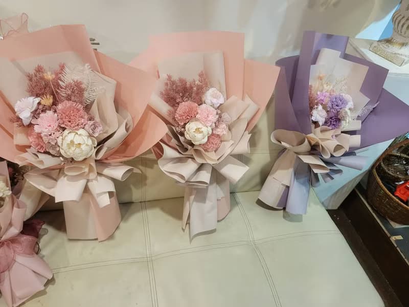 最新流行色系奶茶系Time Flower蒔花乾燥永生大型花束