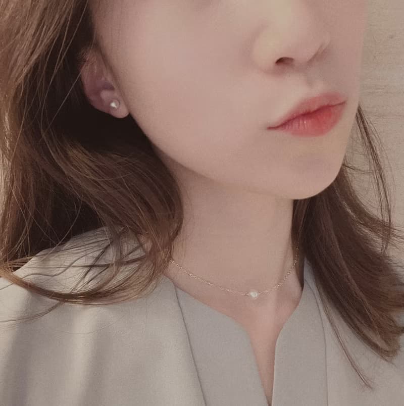 Valentine_ 簡約風格單珠法式豆豆鎖骨項鍊