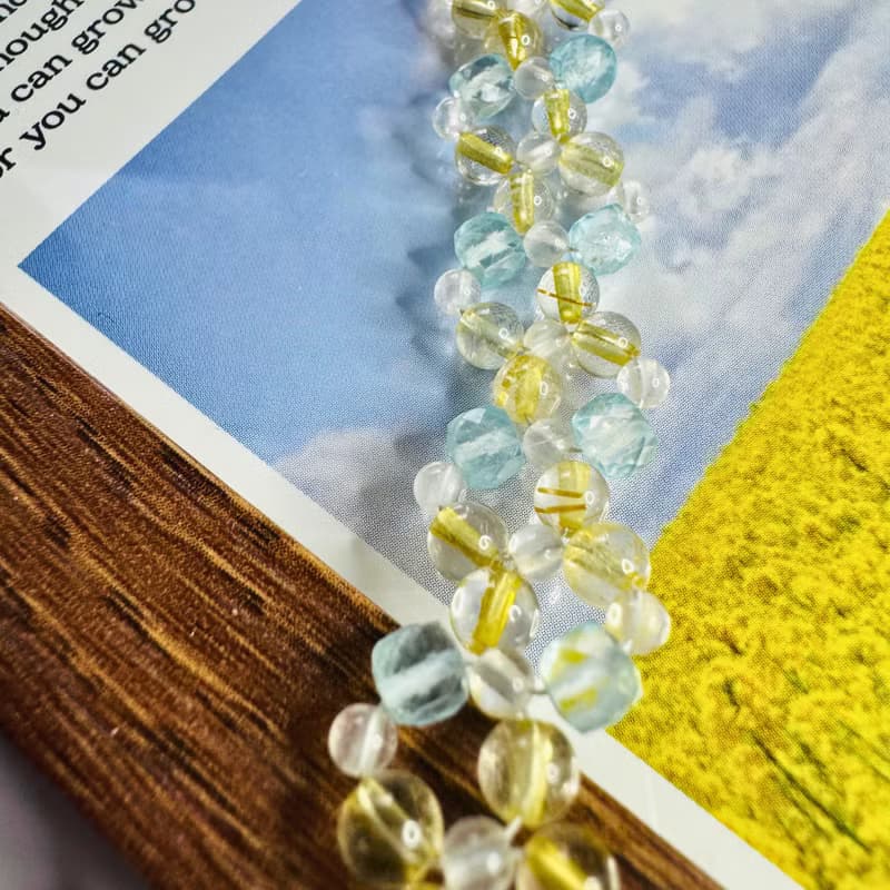 【海鹽檸檬】藍托帕 金髮晶 白水晶 水晶手鏈 手鍊 訂製
