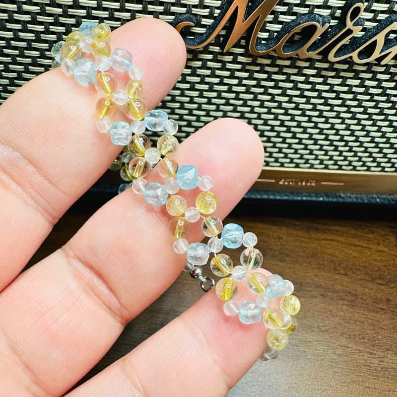 【海鹽檸檬】藍托帕 金髮晶 白水晶 水晶手鏈 手鍊 訂製