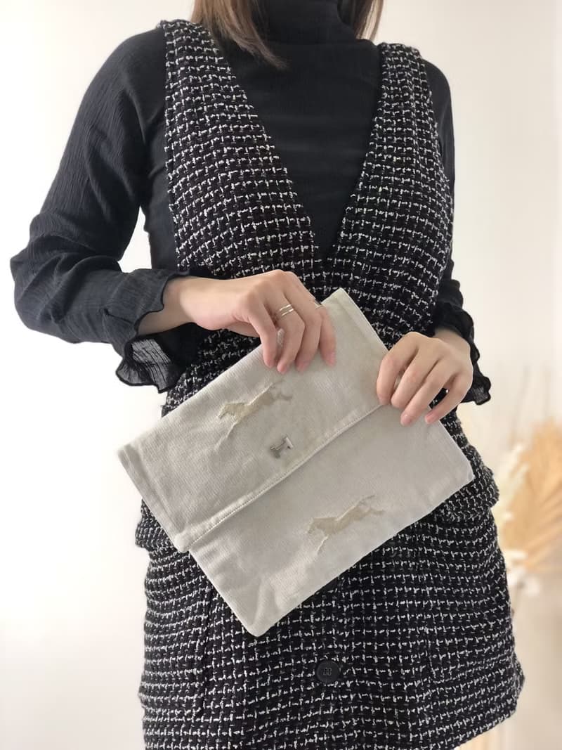 【 日本直送　名牌中古包 】HERMES エルメス Hロゴ ホース キャンバス クラッチバッグ ホワイト vintage ヴィンテージ オールド ui7ee4