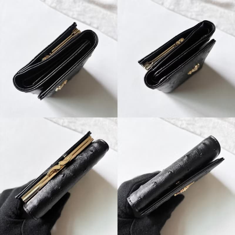 Vintage Vivienne Westwood 黑色鴕鳥壓紋口金短夾