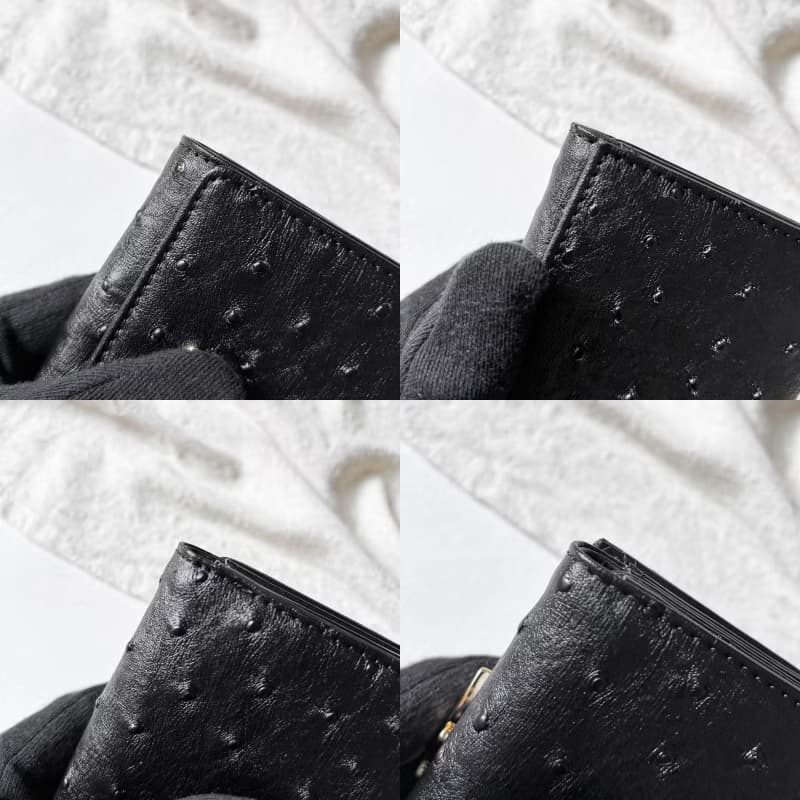 Vintage Vivienne Westwood 黑色鴕鳥壓紋口金短夾