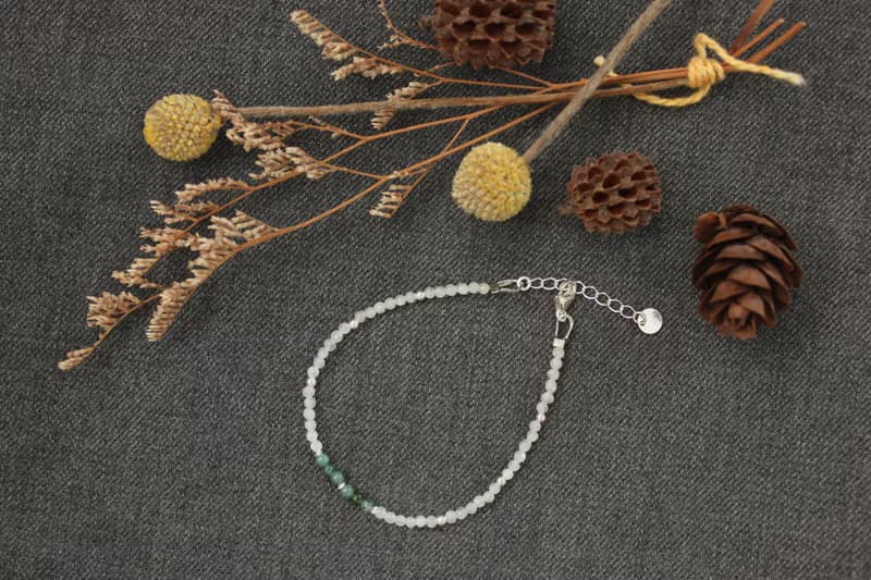 【純銀極細手鍊】月光石/碧璽。設計師手作商品