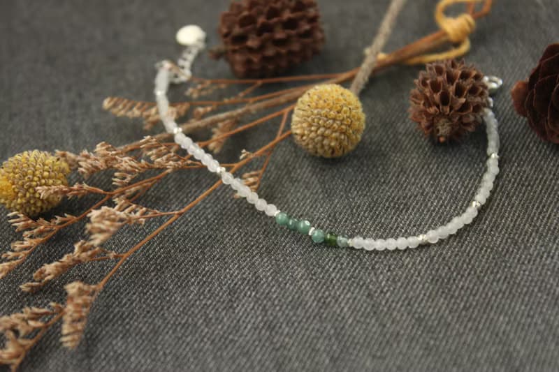 【純銀極細手鍊】月光石/碧璽。設計師手作商品