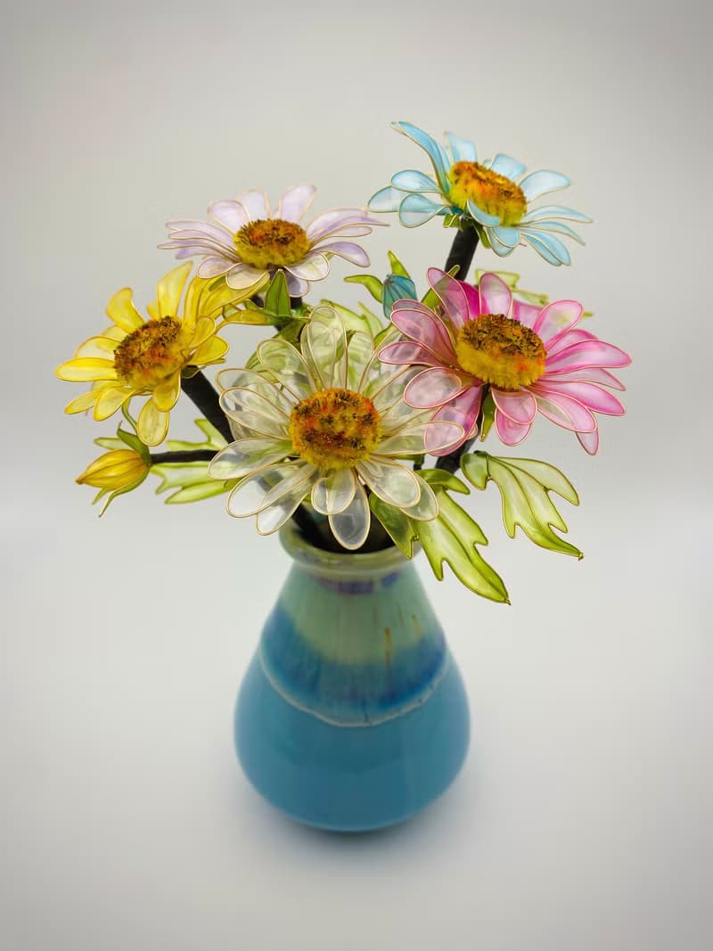 Jocelyn 水晶花-瑪格麗特-藍/造花液/樹脂花/滴膠/花束禮物