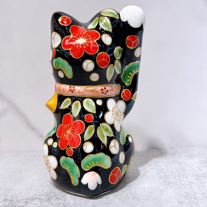 【松竹聚福】日本清水燒招財貓 | 色繪 - 黑地 松竹梅