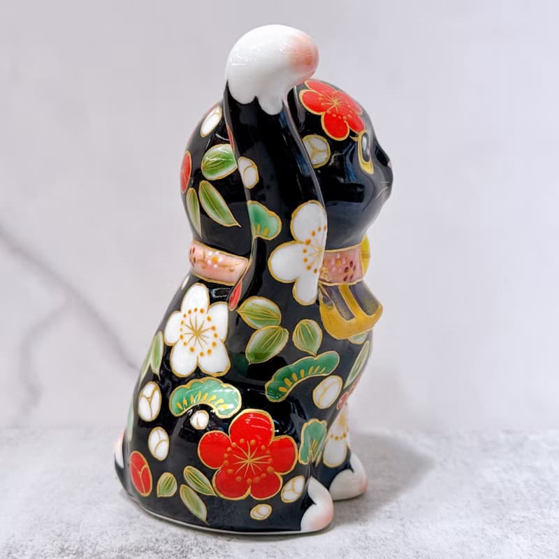 【松竹聚福】日本清水燒招財貓 | 色繪 - 黑地 松竹梅