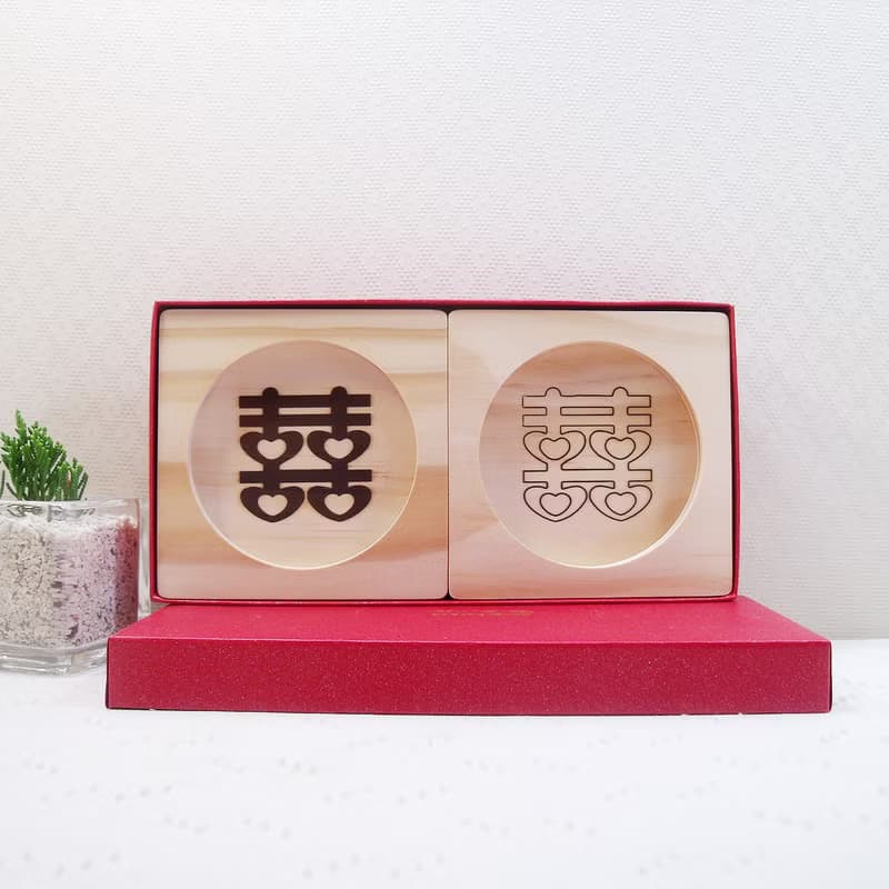 結婚禮物 囍事連連 訂婚 節慶 禮品 囍字杯墊 新人名字 祝福語