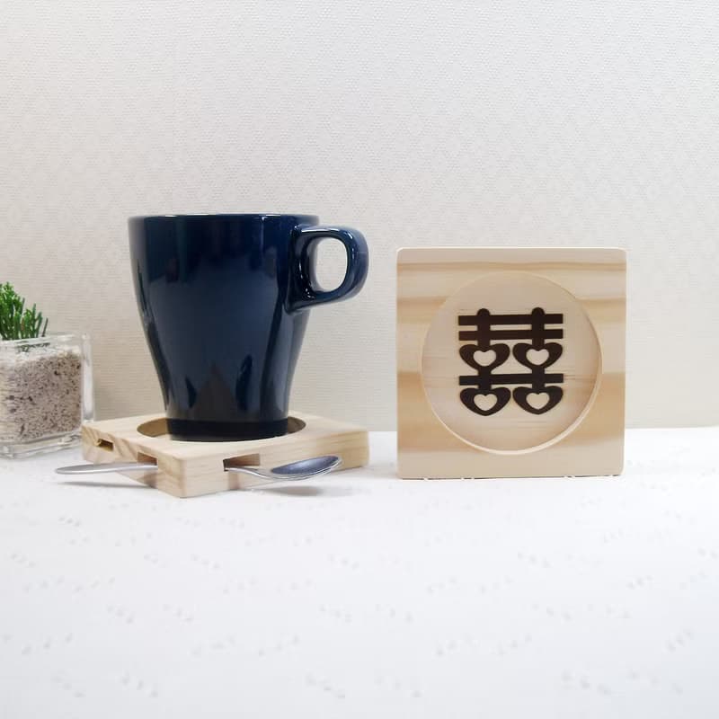 結婚禮物 囍事連連 訂婚 節慶 禮品 囍字杯墊 新人名字 祝福語