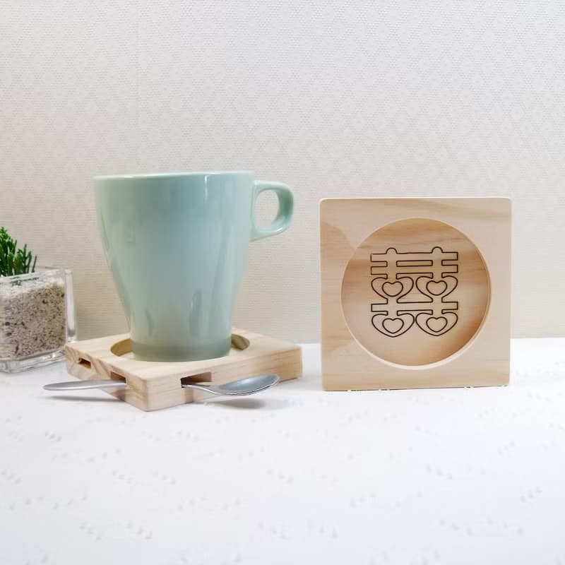 結婚禮物 囍事連連 訂婚 節慶 禮品 囍字杯墊 新人名字 祝福語