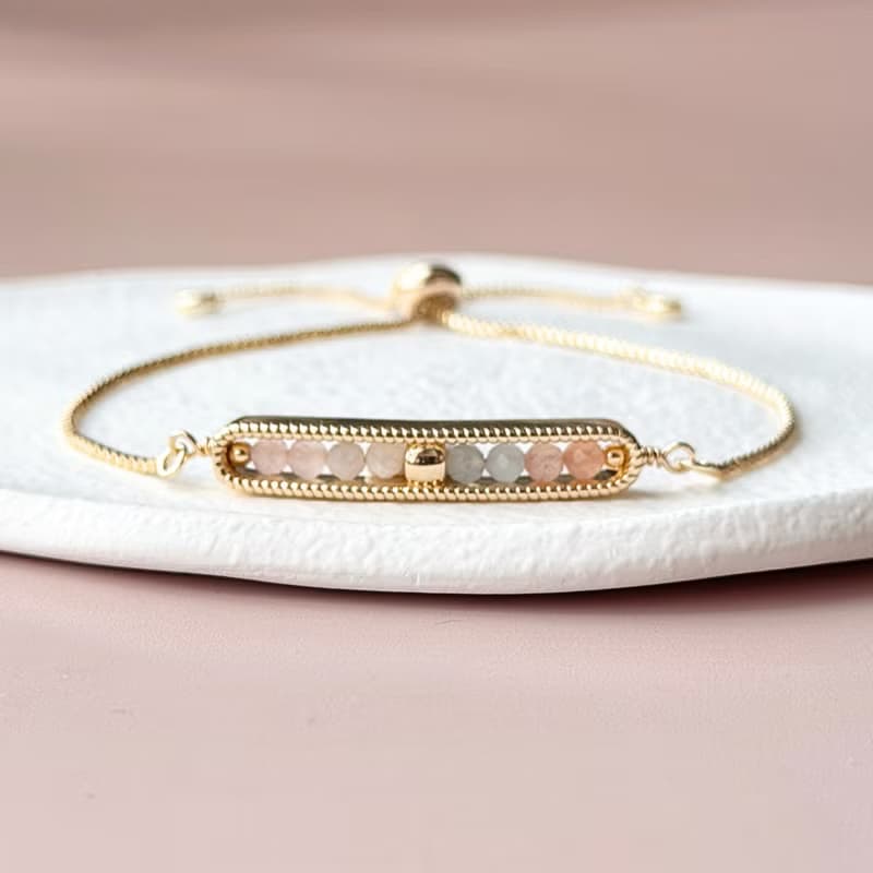 守護的祝福 | 月光石 粉晶 海藍寶 橙月光石 | 天然水晶手鍊