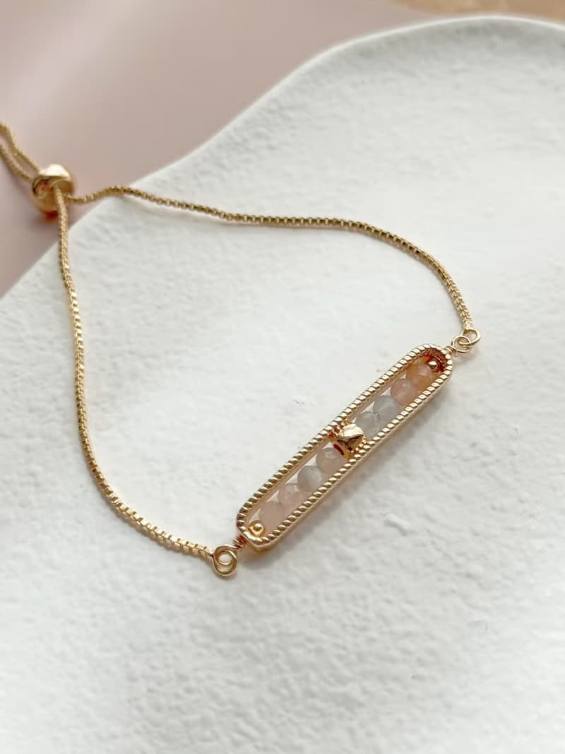 守護的祝福 | 月光石 粉晶 海藍寶 橙月光石 | 天然水晶手鍊