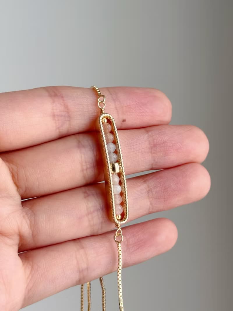 守護的祝福 | 月光石 粉晶 海藍寶 橙月光石 | 天然水晶手鍊