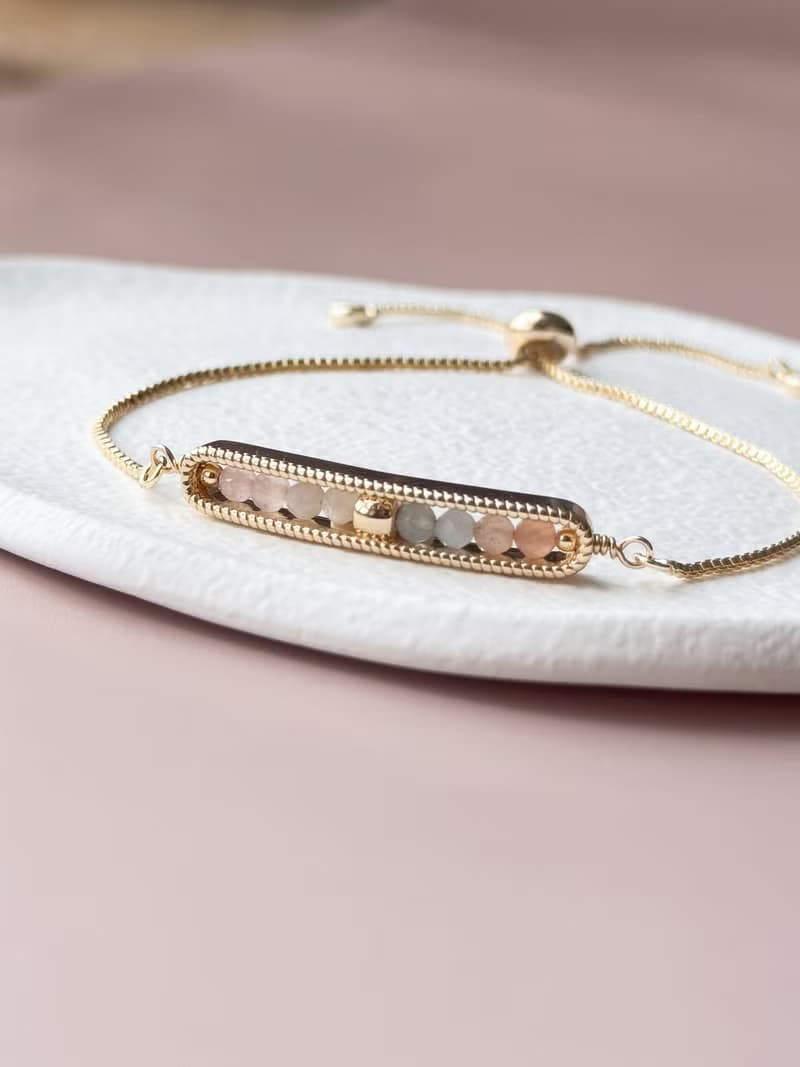 守護的祝福 | 月光石 粉晶 海藍寶 橙月光石 | 天然水晶手鍊