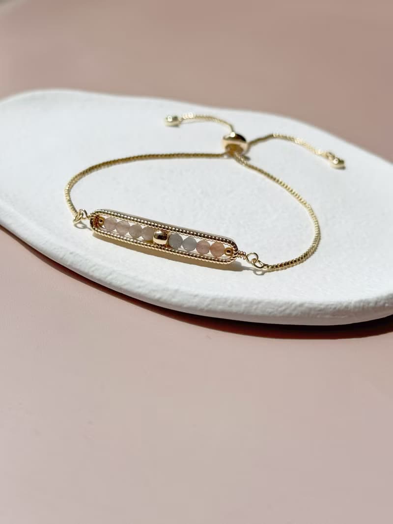 守護的祝福 | 月光石 粉晶 海藍寶 橙月光石 | 天然水晶手鍊