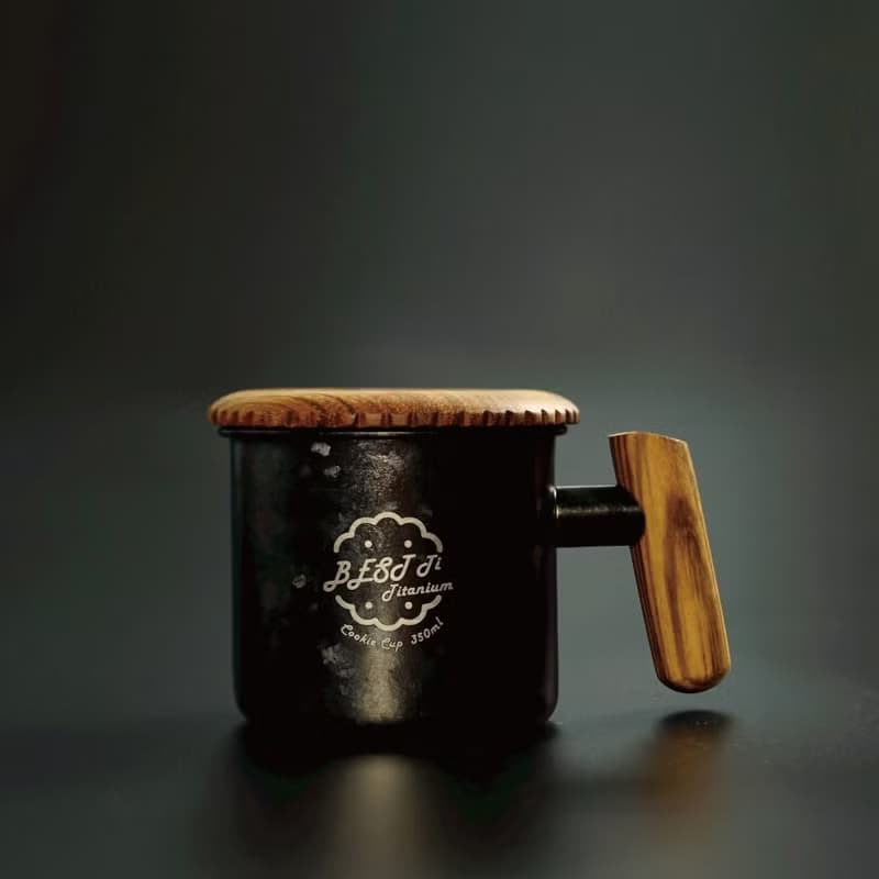 純鈦暖心餅乾杯 馬克杯 冰曜黑 原木質感 聖誕禮物