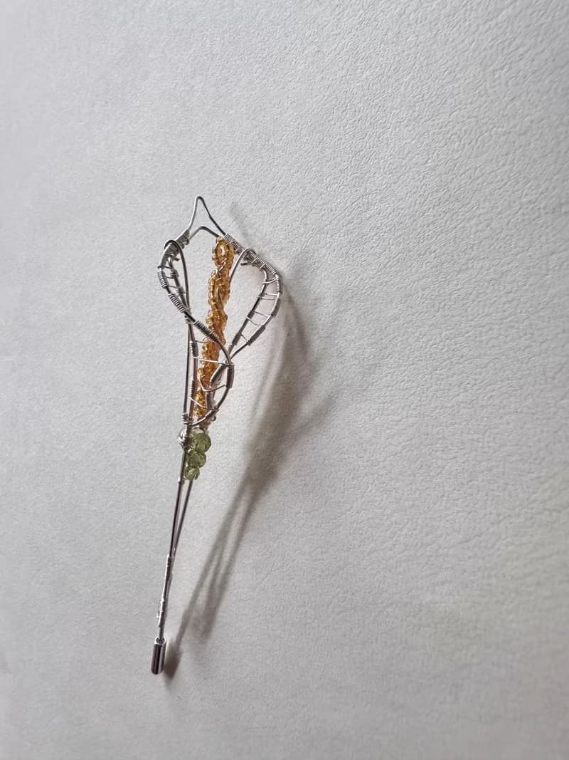 金屬編織胸針耳環套組—海芋