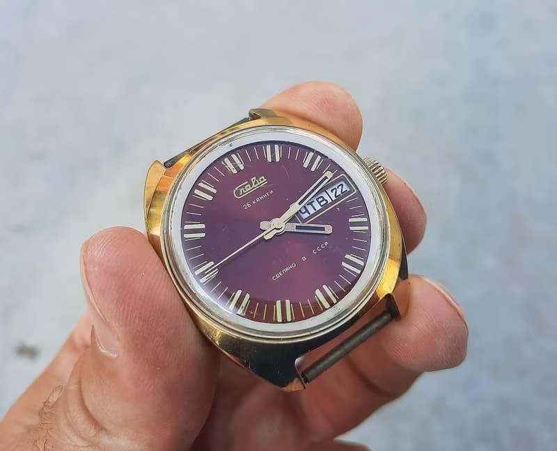 Mechanical wind up Soviet watch SLAVA 26 jewels – mens wristwatch vintage