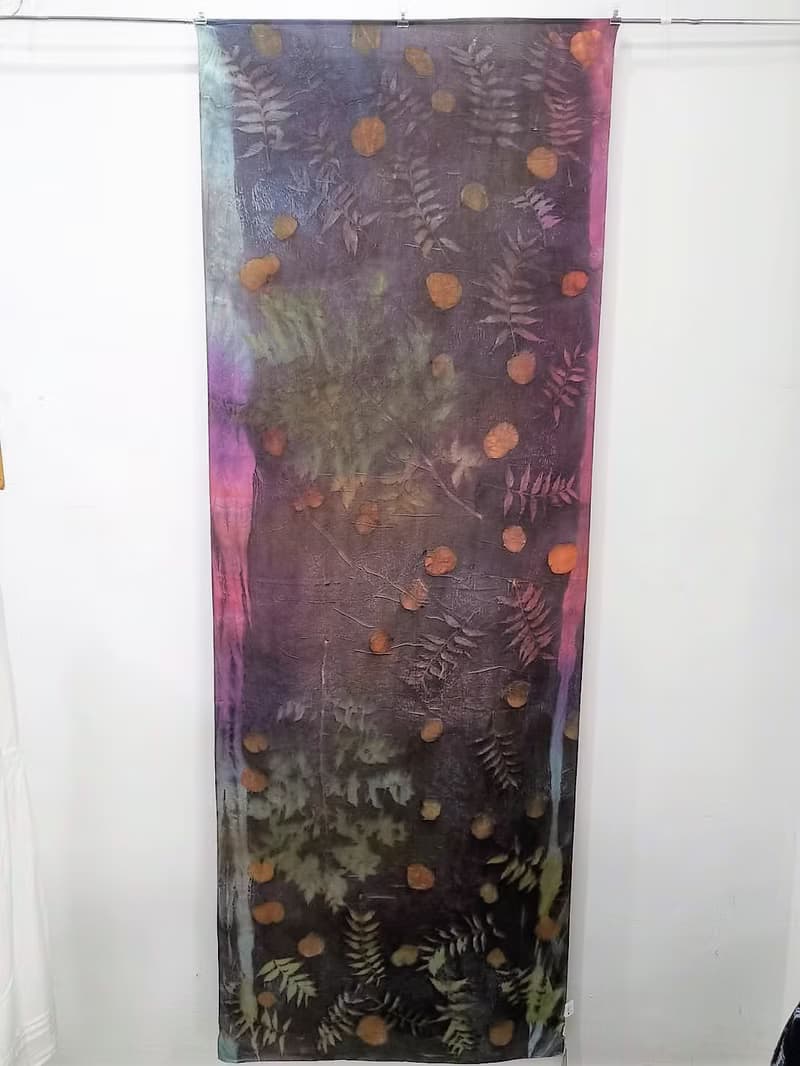 葉移染絲綢圍巾