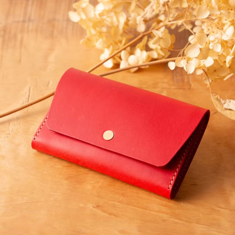 シンプルなマチつきカードケース 名刺入れ　Patan-card マチつき #Red【入学祝】【就職祝】【カスタム可能なギフト】