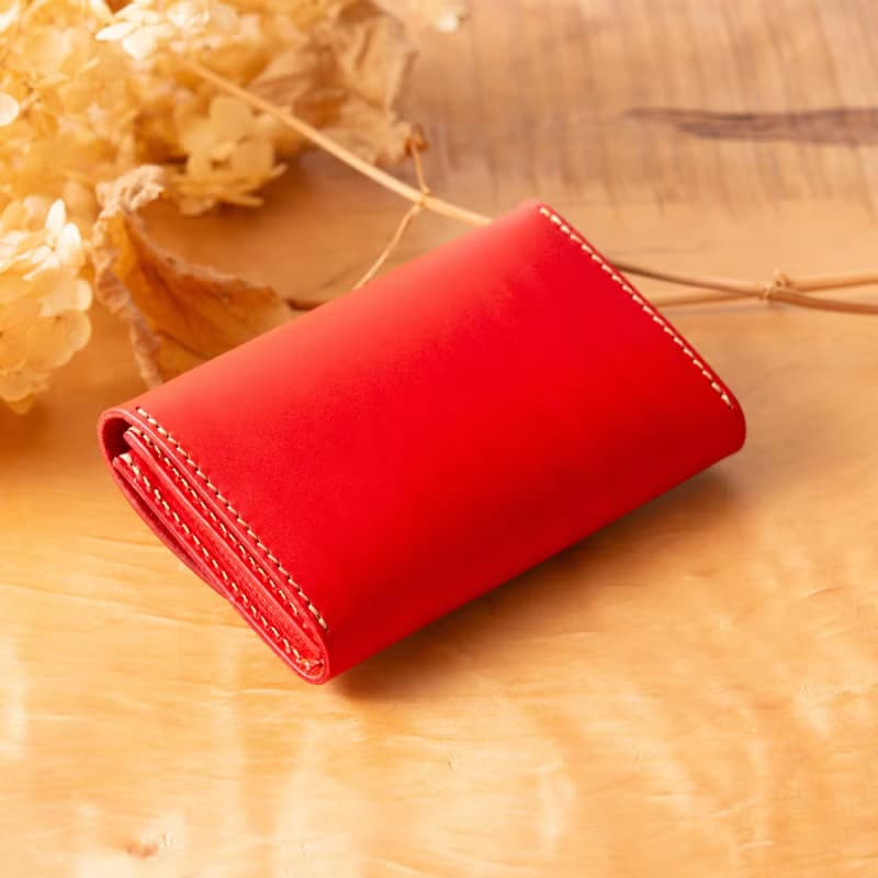 シンプルなマチつきカードケース 名刺入れ　Patan-card マチつき #Red【入学祝】【就職祝】【カスタム可能なギフト】