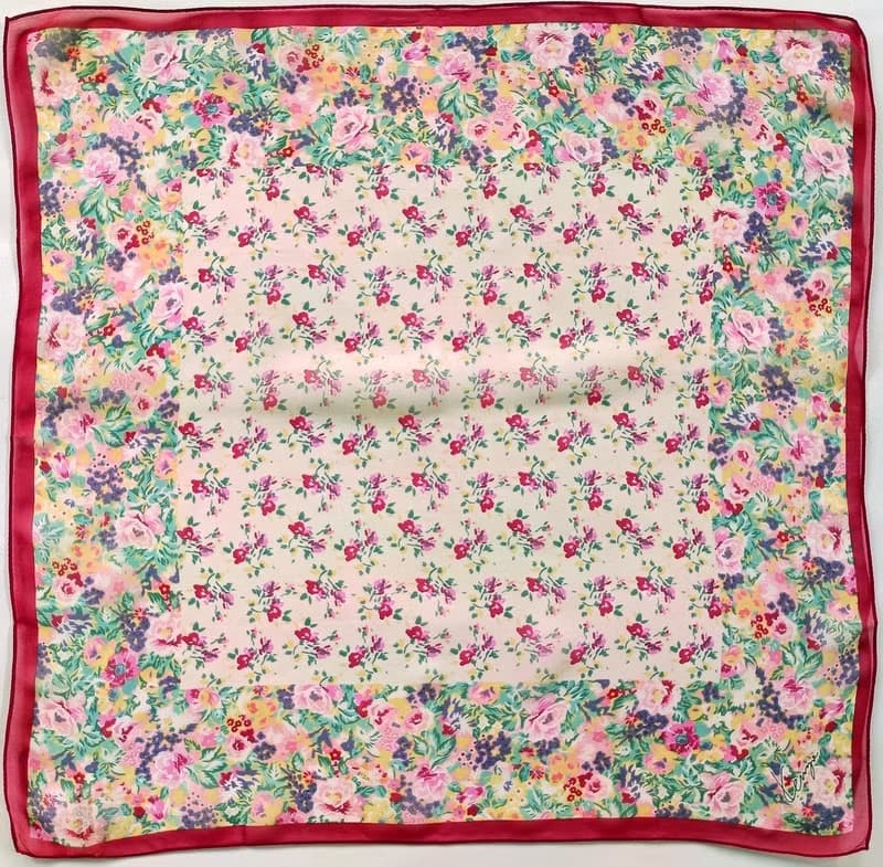 Kenzo Vintage Floral Silk Scarf 23 x 23 inches