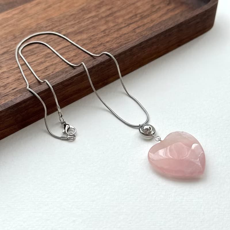 【巨蟹座獅子|7月】粉晶心型銀珠項鏈 桃花愛情 人際關係人緣事業