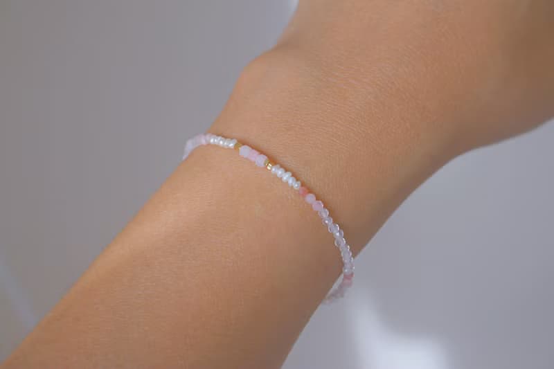 手鍊 粉紅澳寶 珍珠 天然石 - 邊界 -