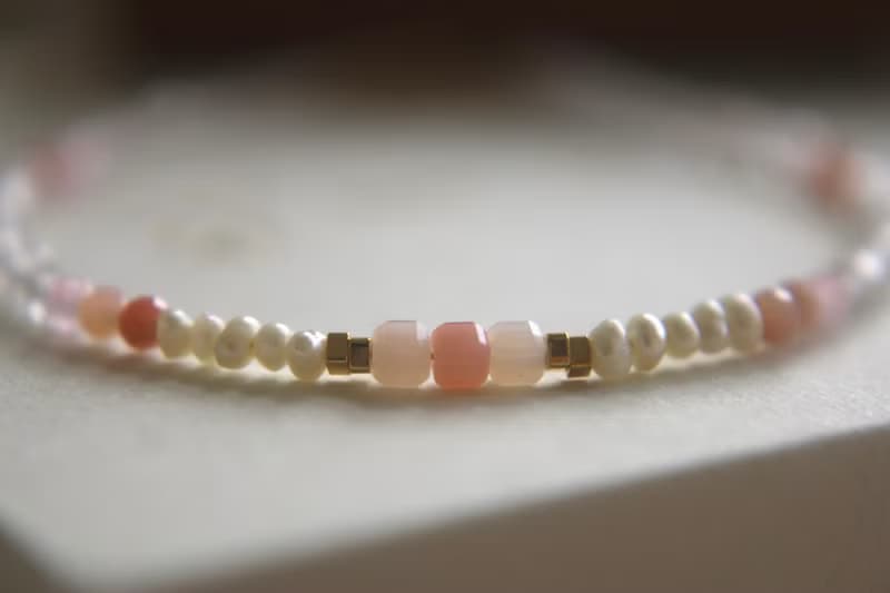 手鍊 粉紅澳寶 珍珠 天然石 - 邊界 -