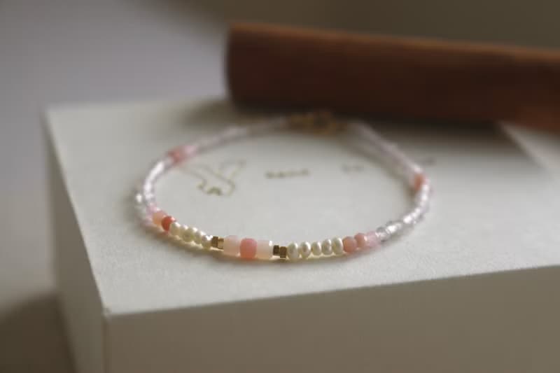 手鍊 粉紅澳寶 珍珠 天然石 - 邊界 -