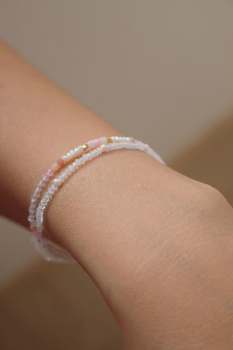 手鍊 粉紅澳寶 珍珠 天然石 - 邊界 -