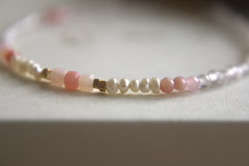 手鍊 粉紅澳寶 珍珠 天然石 - 邊界 -