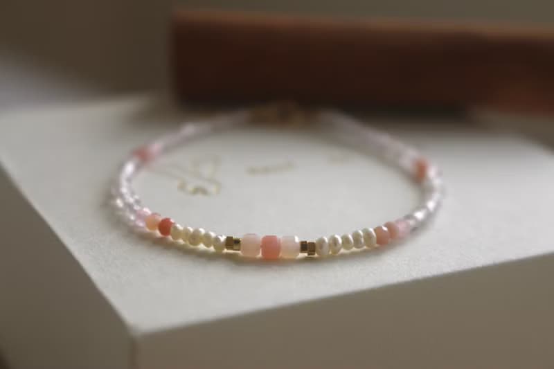 手鍊 粉紅澳寶 珍珠 天然石 - 邊界 -