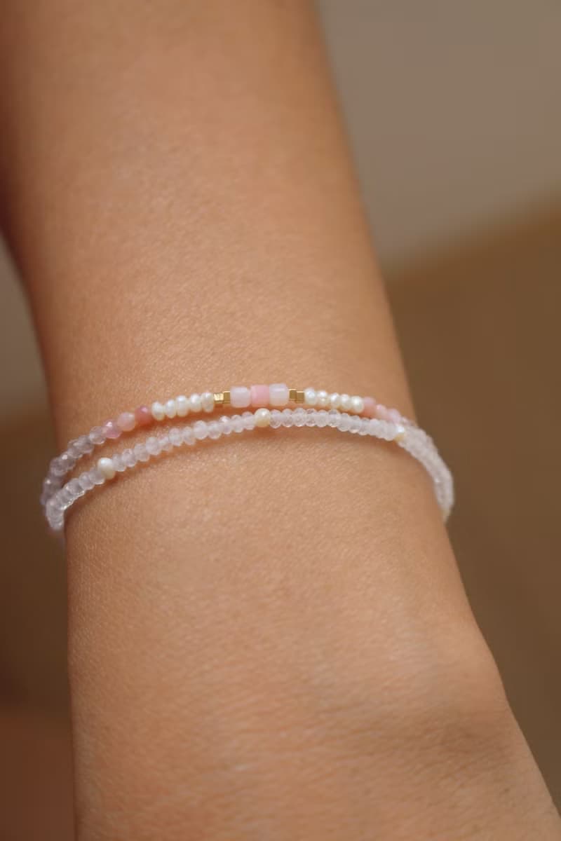 手鍊 粉紅澳寶 珍珠 天然石 - 邊界 -