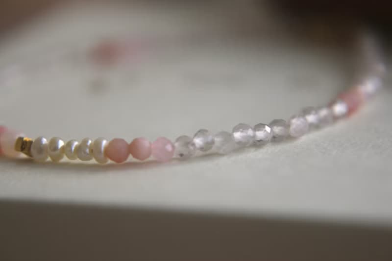 手鍊 粉紅澳寶 珍珠 天然石 - 邊界 -
