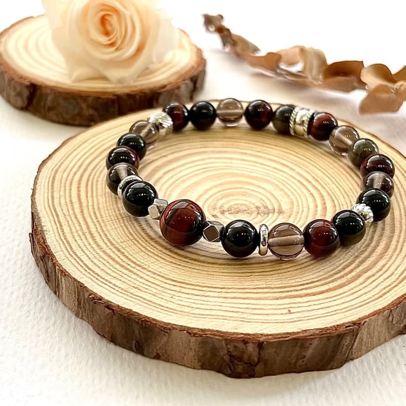 【勇氣信心】水晶手鍊/紅虎眼x金曜石x冰曜石x金運石|無畏勇氣