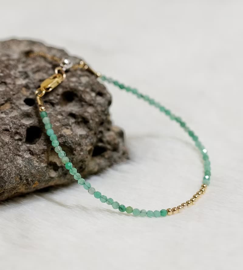 記憶合金水晶手鍊系列 祖母綠 14K包金 GF 手鍊