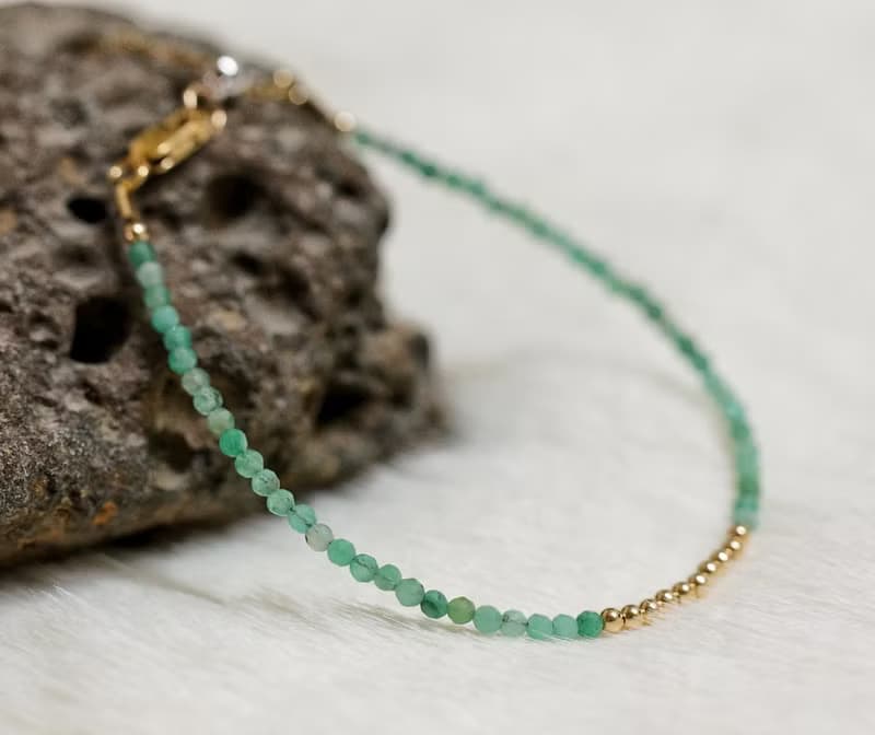 記憶合金水晶手鍊系列 祖母綠 14K包金 GF 手鍊