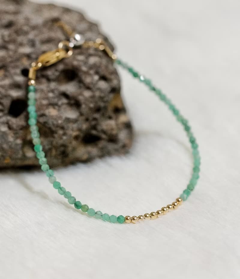 記憶合金水晶手鍊系列 祖母綠 14K包金 GF 手鍊