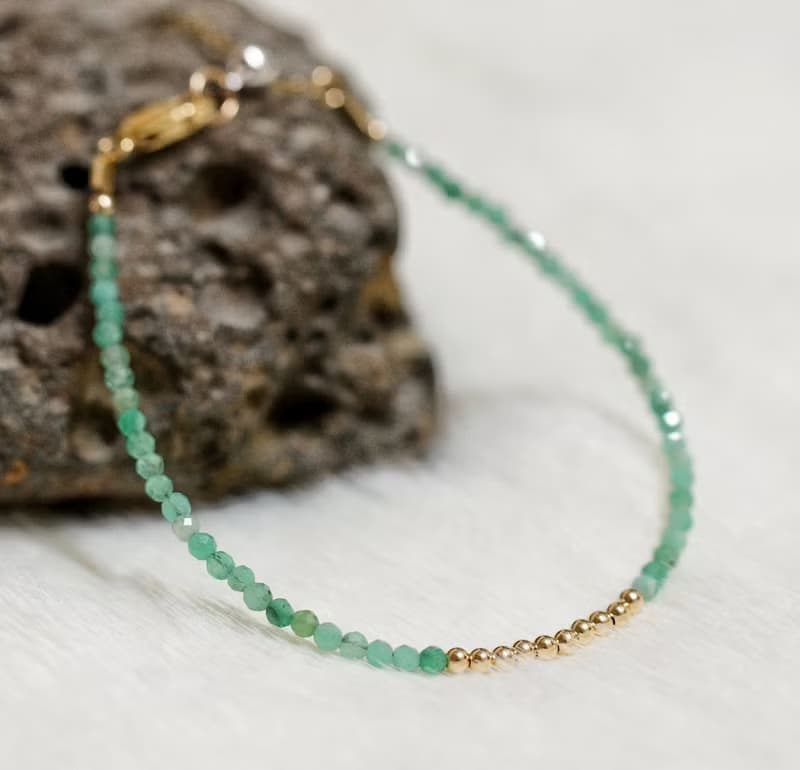 記憶合金水晶手鍊系列 祖母綠 14K包金 GF 手鍊