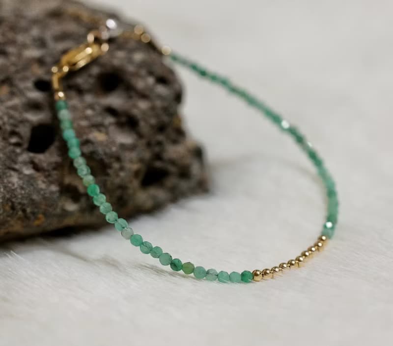 記憶合金水晶手鍊系列 祖母綠 14K包金 GF 手鍊