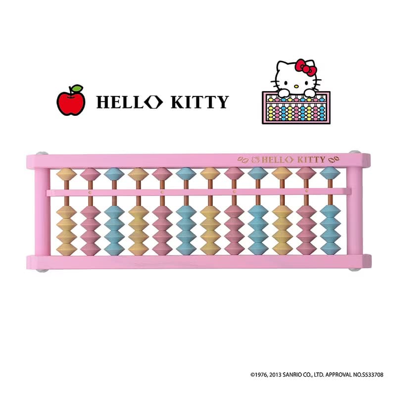 限量版 日本播州算盤 X Hello Kitty 原木12檔粉紅算盤