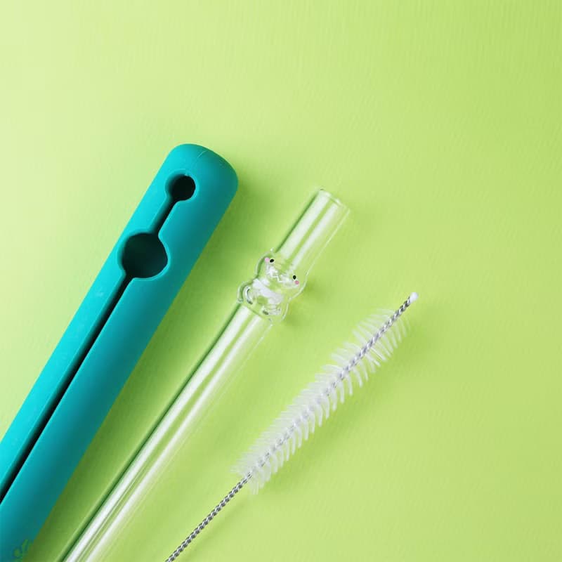 Dino Girl恐龍造型玻璃吸管-清透