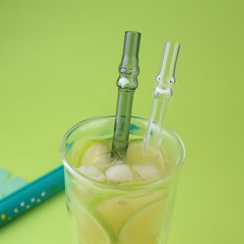 Dino Girl恐龍造型玻璃吸管-清透