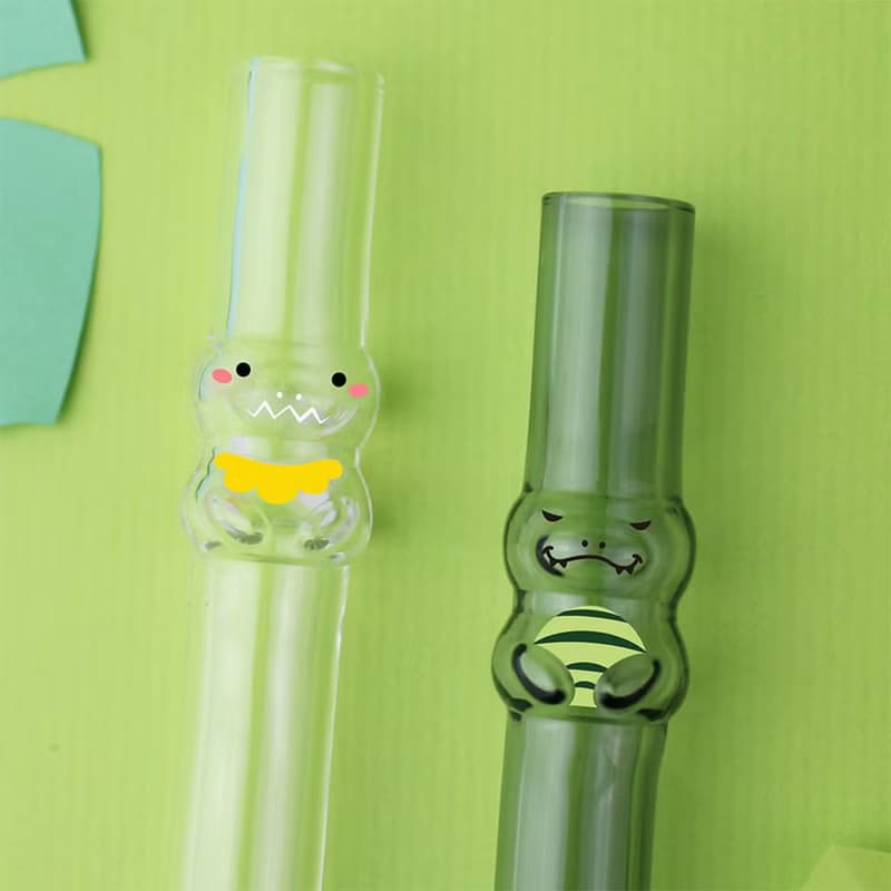 Dino Girl恐龍造型玻璃吸管-清透