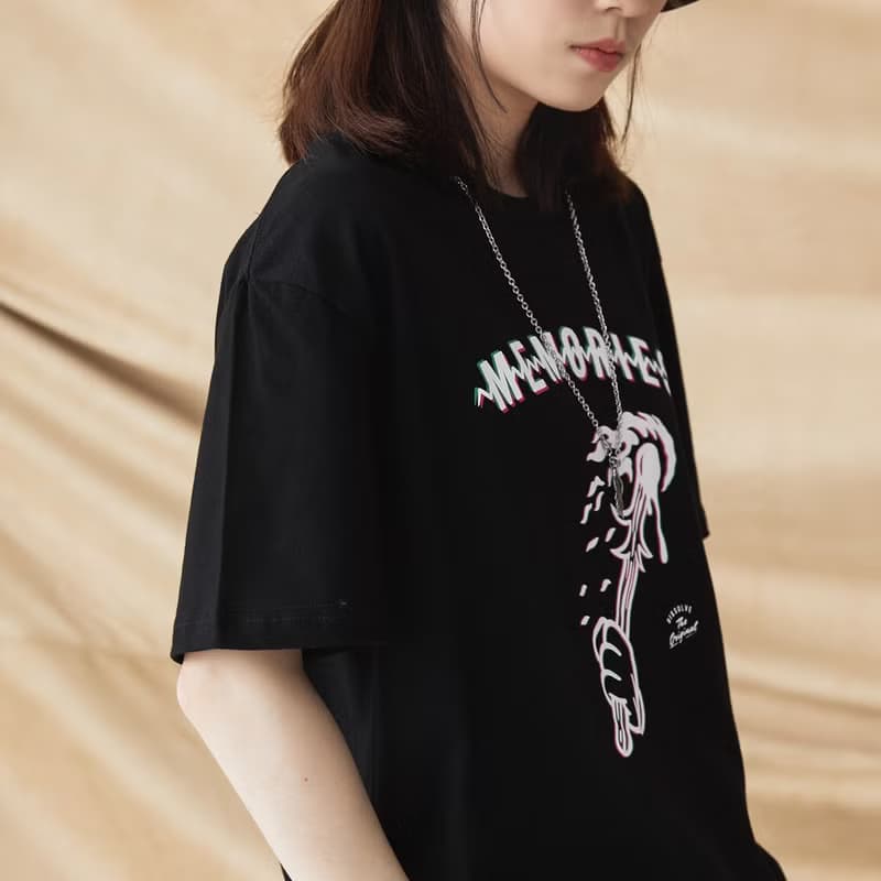 DISSOLVE 重影火炬印花黑色短袖Tee恤 男女同款寬松落肩型