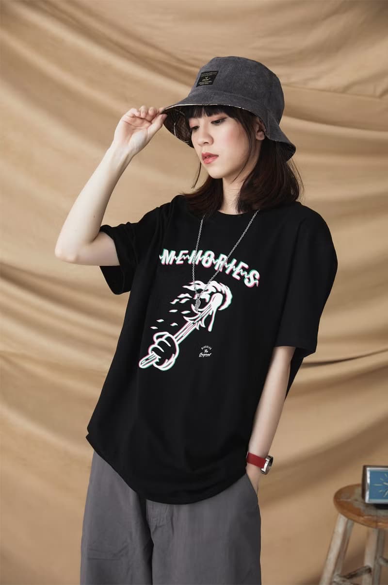 DISSOLVE 重影火炬印花黑色短袖Tee恤 男女同款寬松落肩型