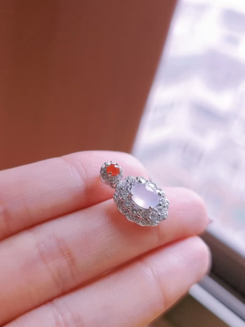 |好運•貴人•桃花|緬甸A貨翡翠無燒冰紅粉紫翡放蛋面純銀吊墜