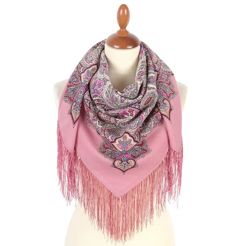 Authentic Pavlovo Posad Russian Shawl Scarf Soft 100% Wool 89x89 cm 2077-3